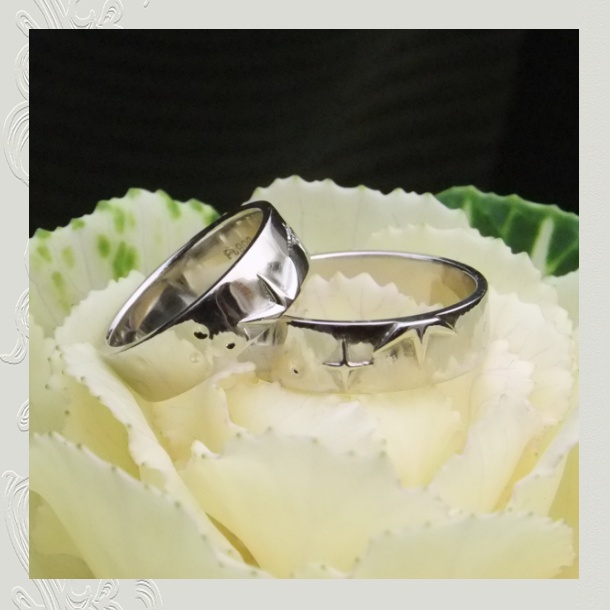 【OJ522】オーダーメイドのマリッジリング(結婚指輪)/星座をデザインした、ふたつでひとつの結婚指輪