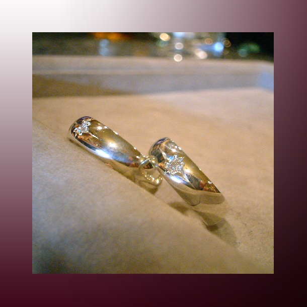 【OJ022】 オーダーメイドのマリッジリング(結婚指輪)/シルバー+ダイヤ/シンプル
