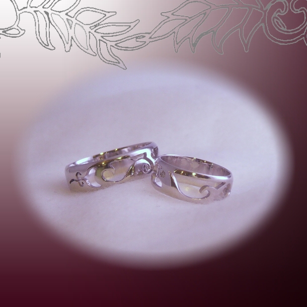 【OJ027】 オーダーメイドのマリッジリング(結婚指輪)/二つで一つ+ダイヤ/プラチナ