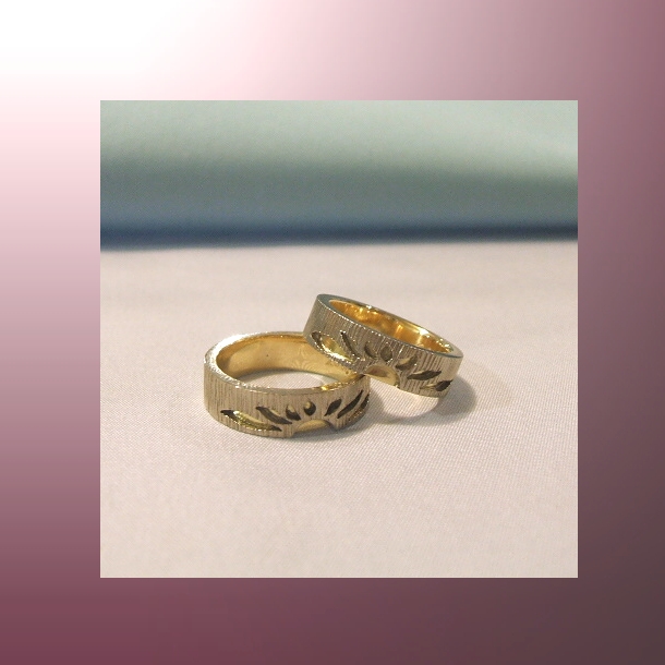 【OJ107】オーダーメイド・マリッジリング(結婚指輪)/太陽/イエロー&ホワイトゴールド