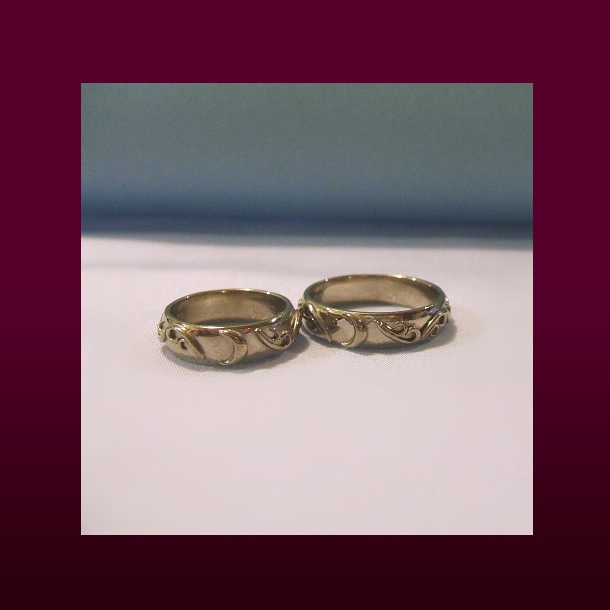 【OJ108】オーダーメイド　マリッジリング(結婚指輪)/三日月/K18 ホワイトゴールド