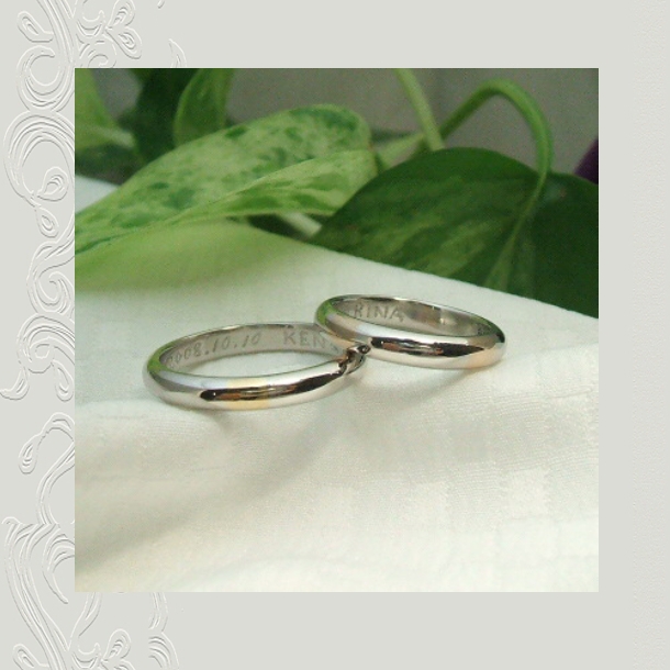 【OJ359】オーダーメイドのマリッジリング(結婚指輪)/プラチナ+ピンクゴールド