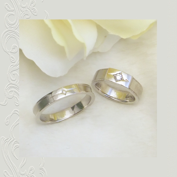 【OJ389】シンプルでスタイリッシュなオーダーメイドのマリッジリング(結婚指輪)